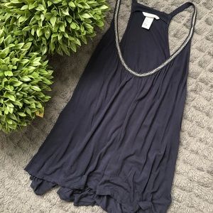H&M blue, beaded tank top (Medium)